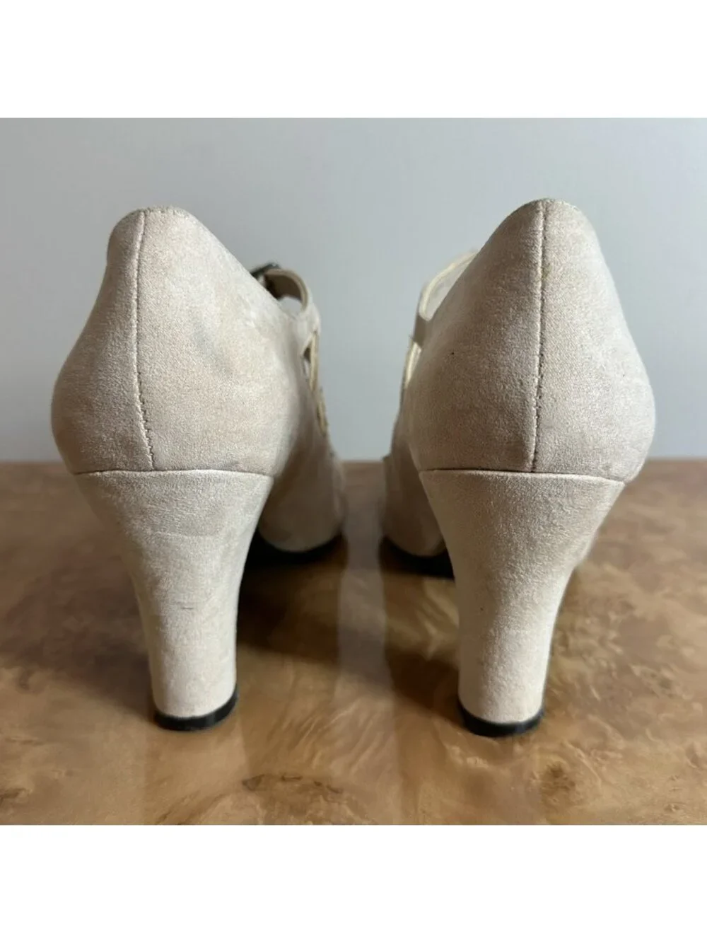 Aris Allen 1940s Style 451-CR Cream Velvet 3 Buckle Swing Dance Shoes 10